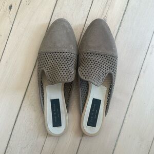 Rag & Bone taupe greyish suede slides